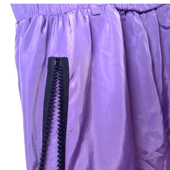 Shein Purple Pant Windbreaker Festival Oversized Cuffed Black Zipper Pant SZ L - Picture 11 of 13